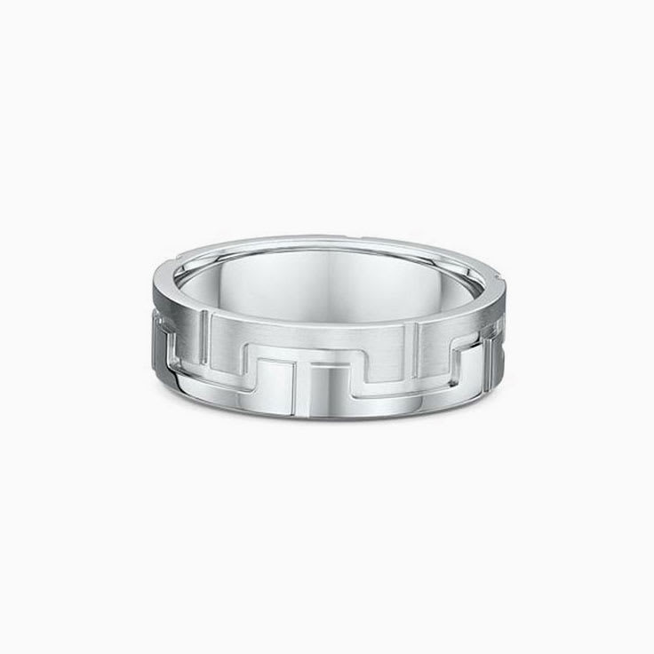 Lined Pattern Mens Wedding Band