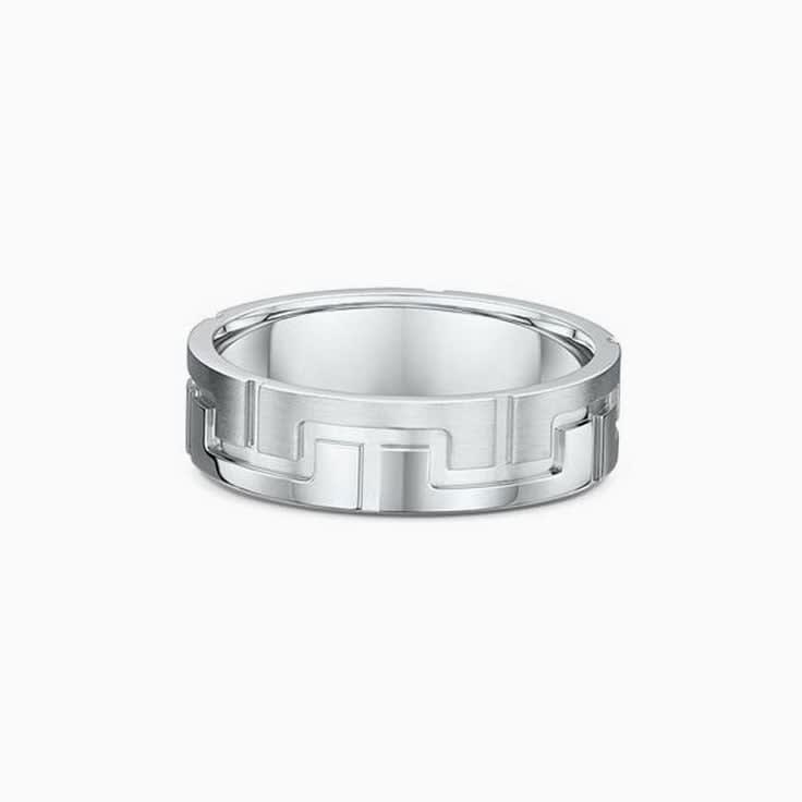 Lined Pattern Mens Wedding Band