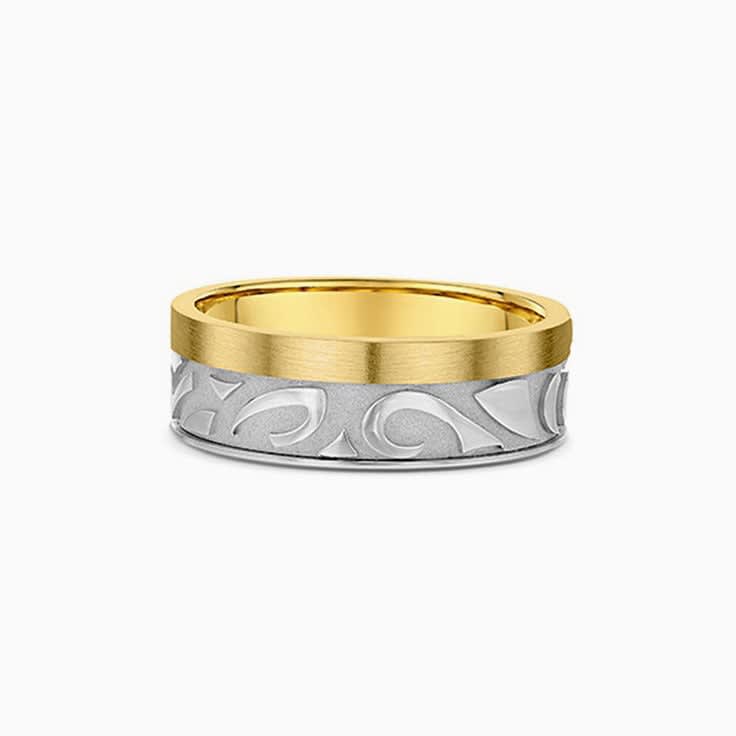 Mens Classic Carved Wedding Band