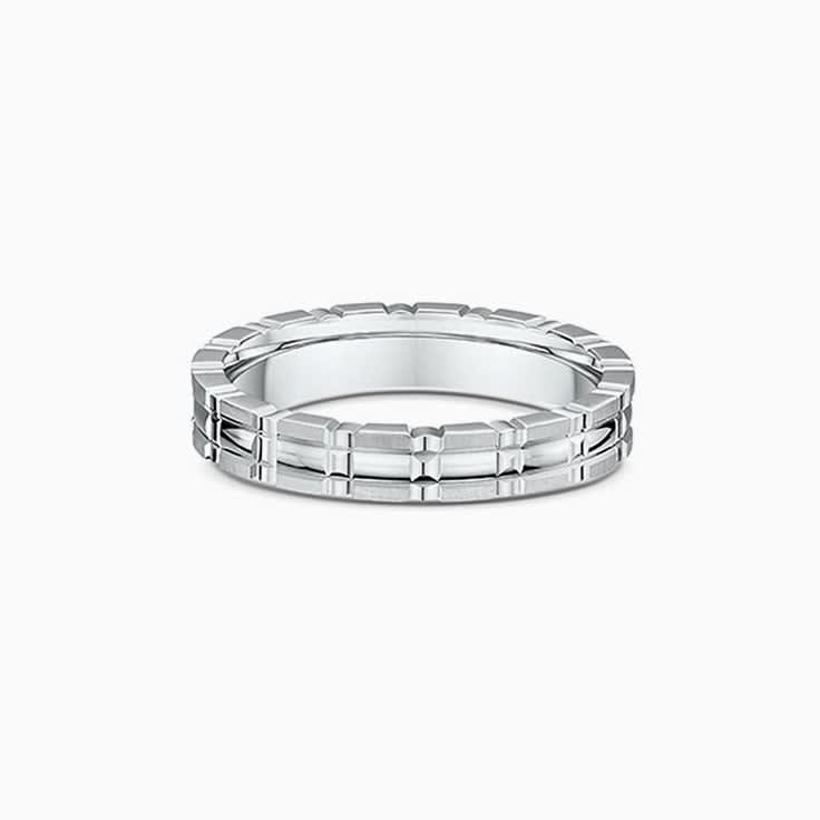Carved Mens Wedding Ring