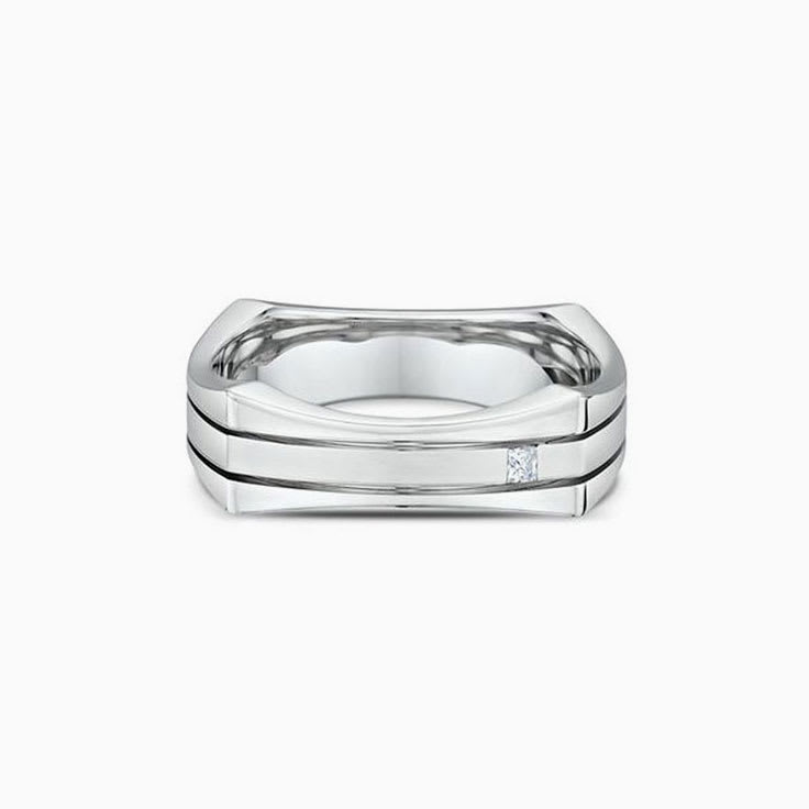 Double Grooved Mens Wedding Band