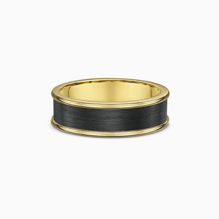 Gold and carbon fibre mens ring 585B00