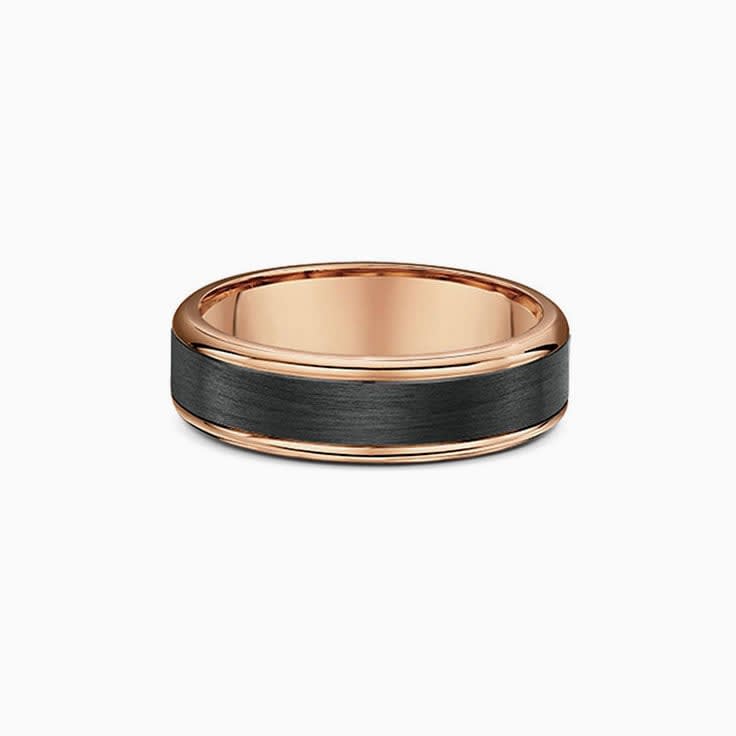 Carbon fiber and gold mens ring