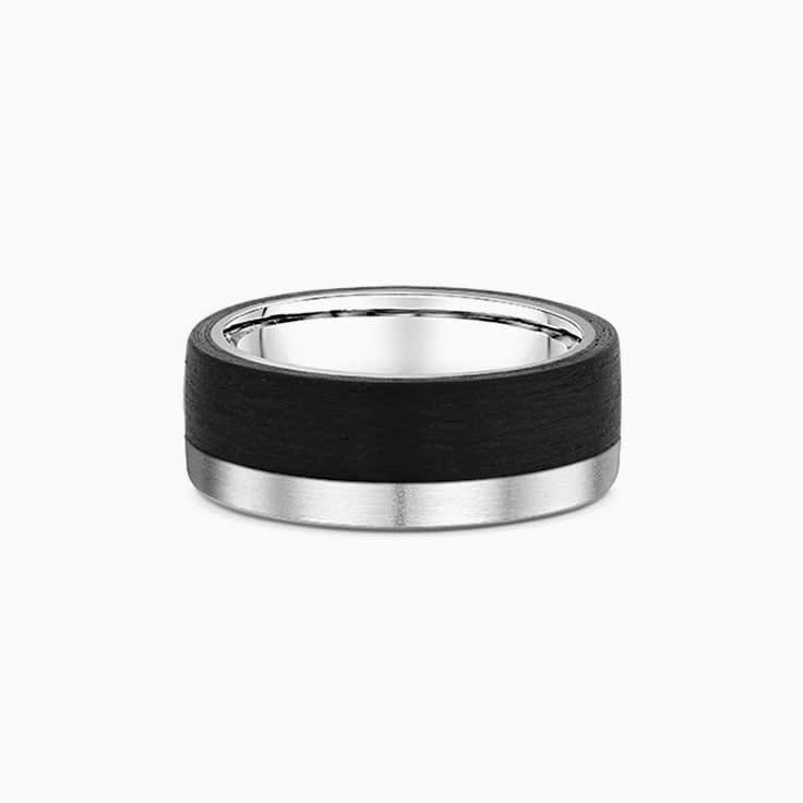 Mens Ring with Carbon Fibre and Gold