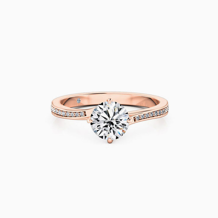 Round Brilliant cut diamond on a twisted diamond band