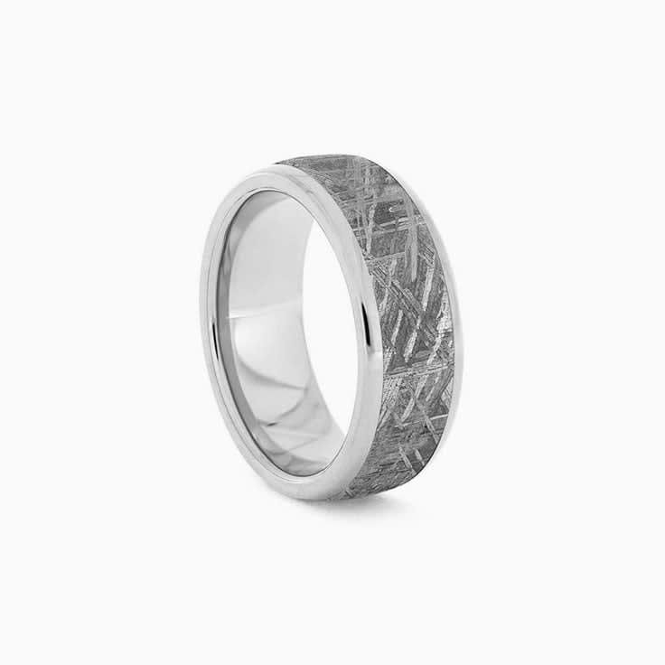 Gibeon Meteorite Band With Rose Gold