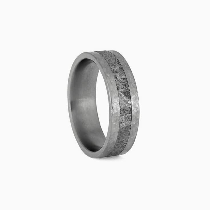 Mens Titanium Ring With Gibeon Meteorite