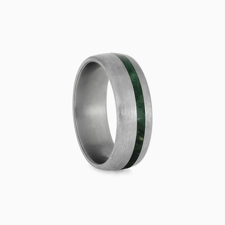 Green Box Ring With Brushed Titanium