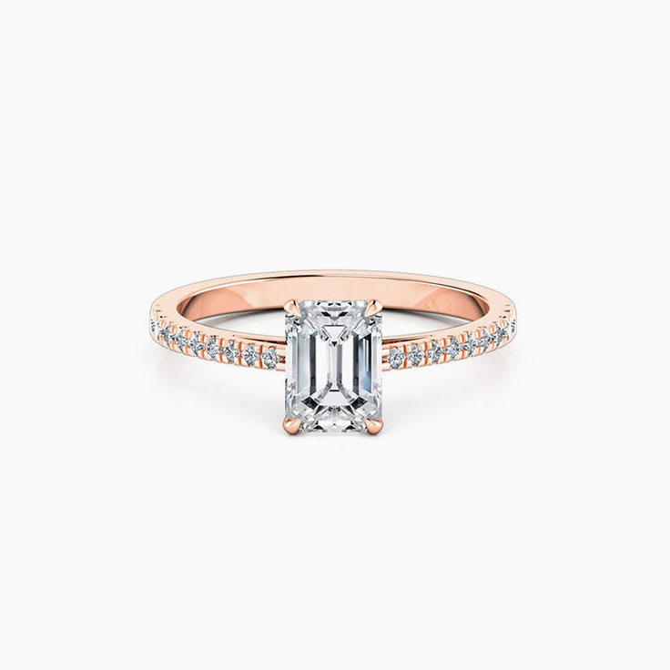 Emerald Cut Diamond Engagement Ring On A diamond Band