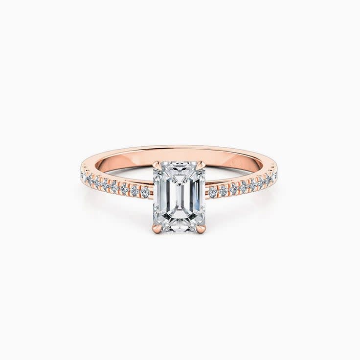 Emerald Cut Diamond Engagement Ring On A diamond Band