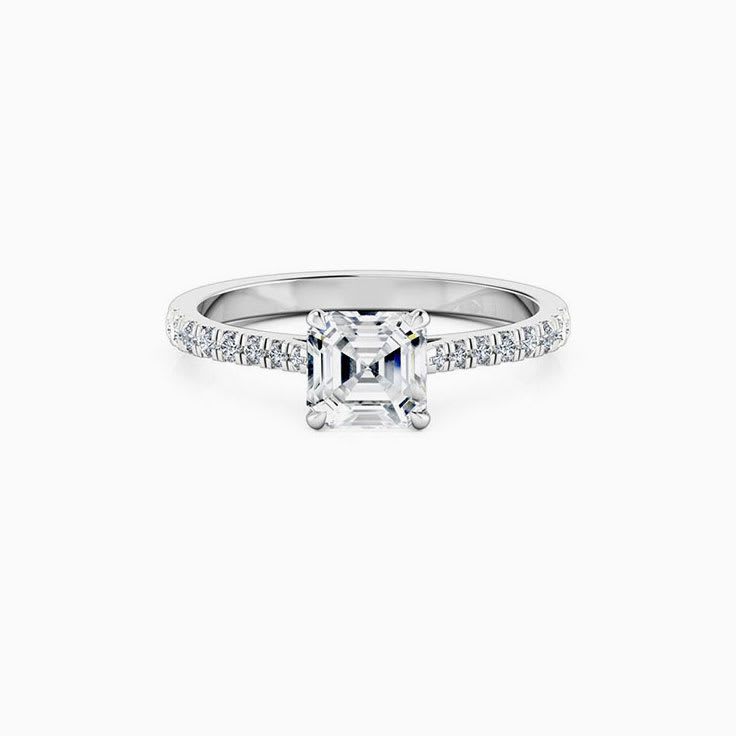 Asscher Cut Engagement Ring On A diamond Band