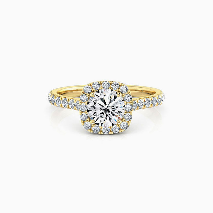 Round Diamond with a cushion halo ring