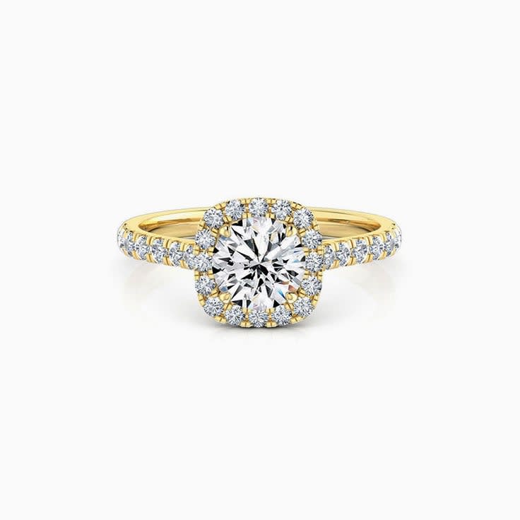 Round Diamond with a cushion halo ring