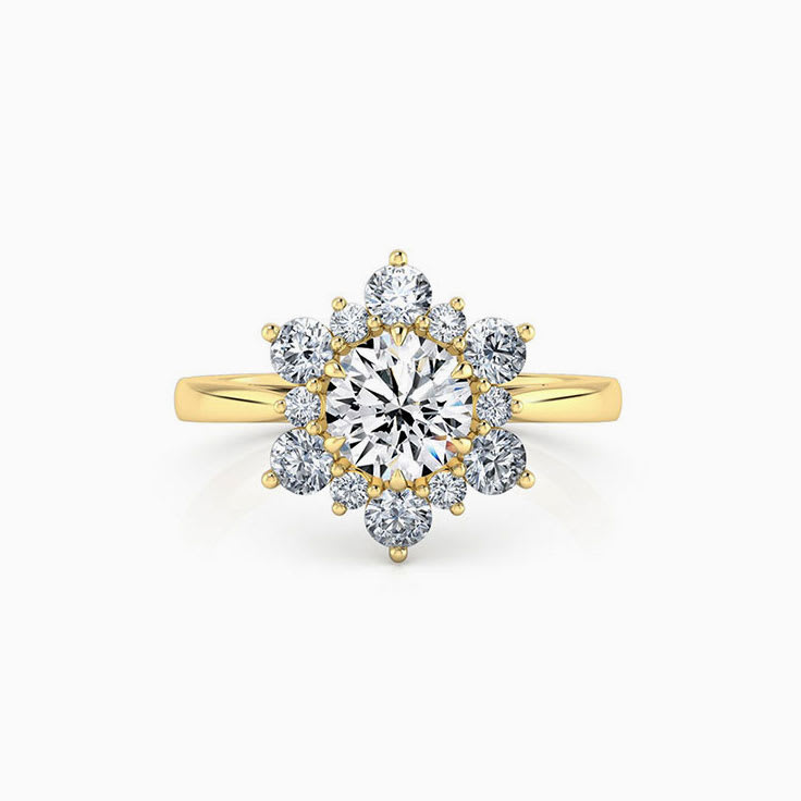 Round Brilliant Cut Engagement Ring With a Floral diamond Halo