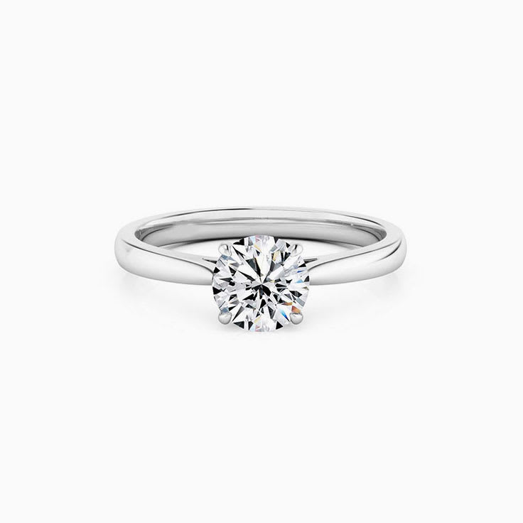 Round Brilliant Cut Diamond Engagement Ring in a 4 Claw Cathedral Setting