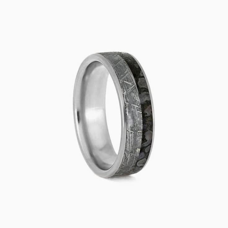 Dinosaur Bone Band With Meteorite