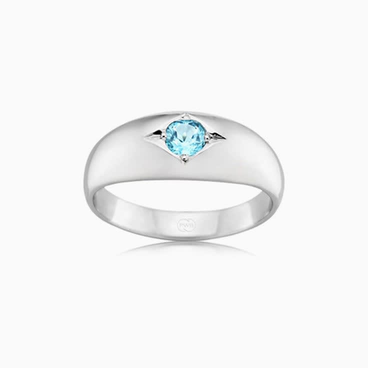 Drop set Blue topaz ring J1342