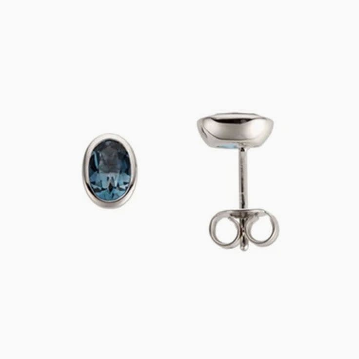 Bezel set London blue topaz studs