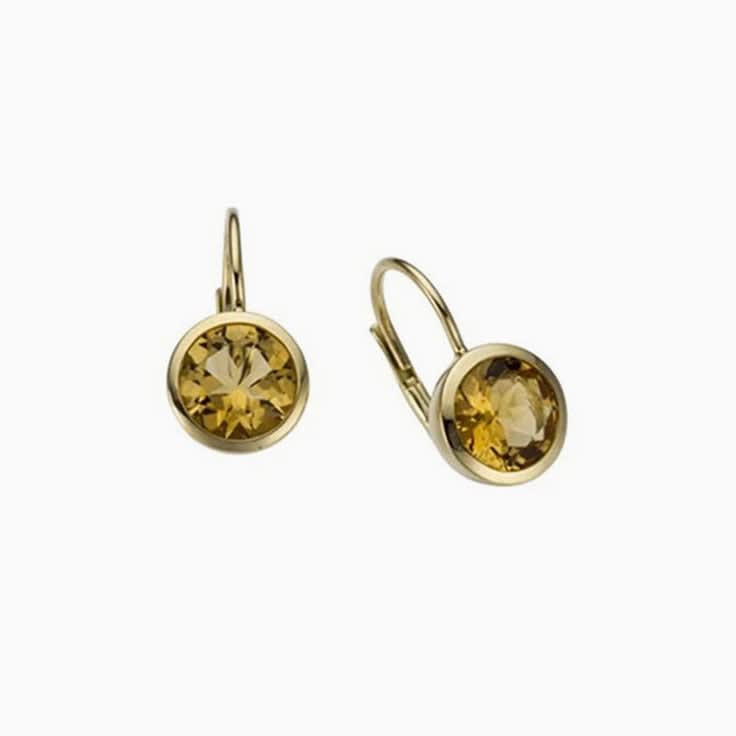Round citrine earring