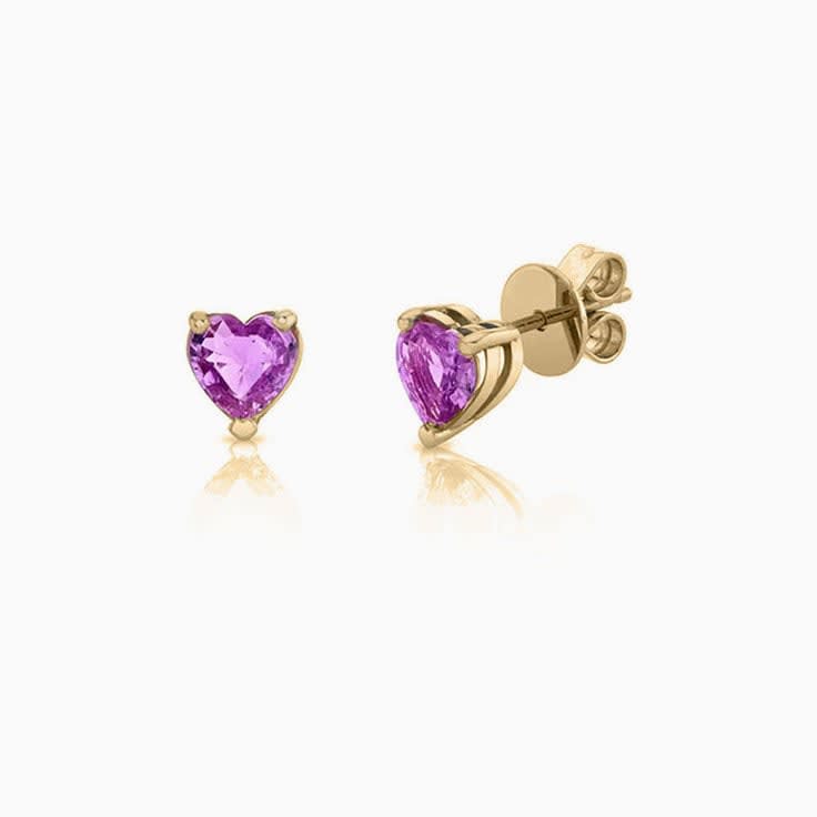 Pink sapphire heart Studs