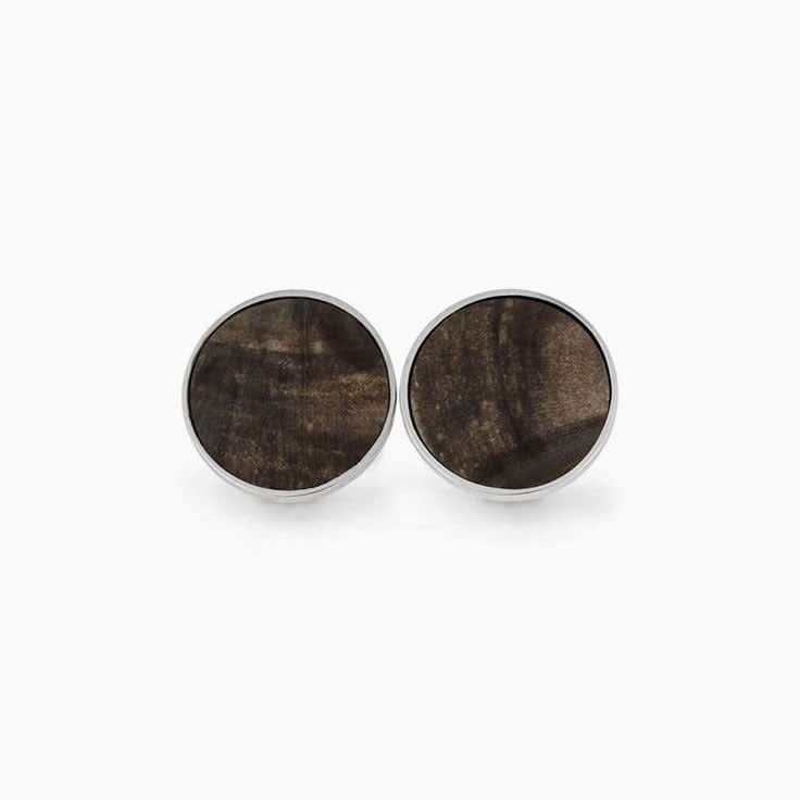 Round pertfied wood cufflinks