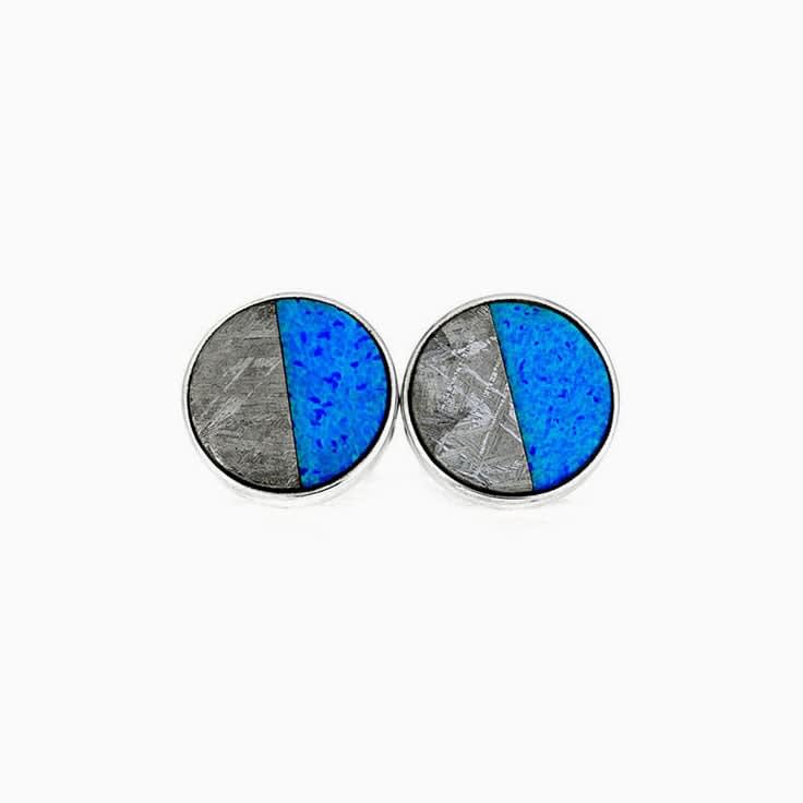 Opal and meteorite cufflinks