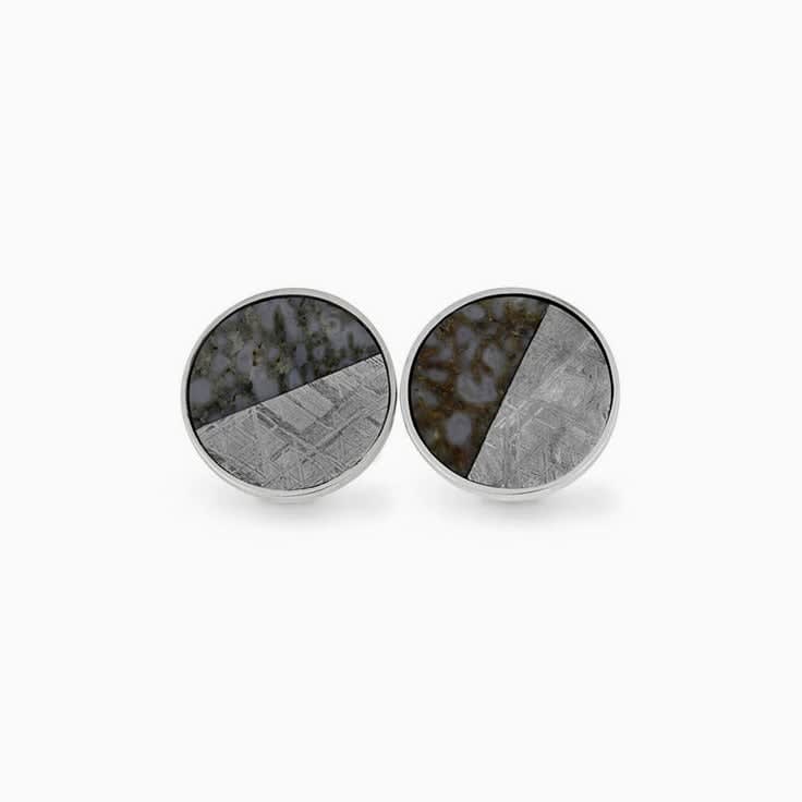 meteorite and blue dinosaur bone cufflinks