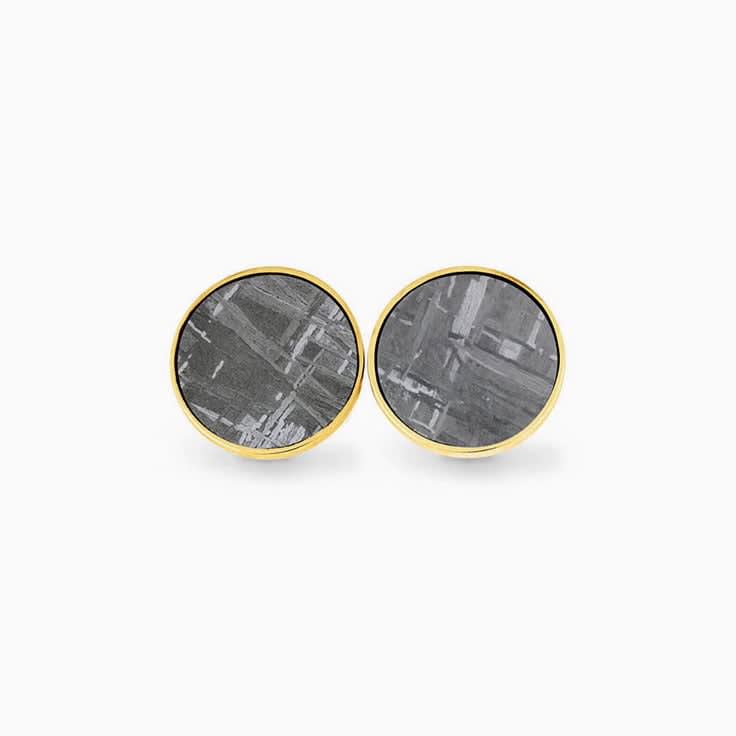 Meteorite cufflink with bronze