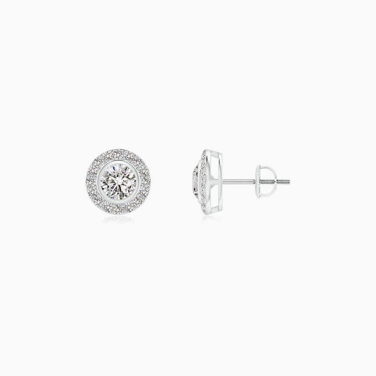 Bezel set halo studs