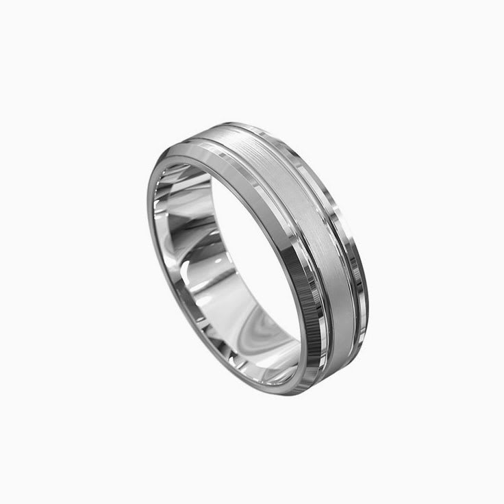 Double grooved mens ring