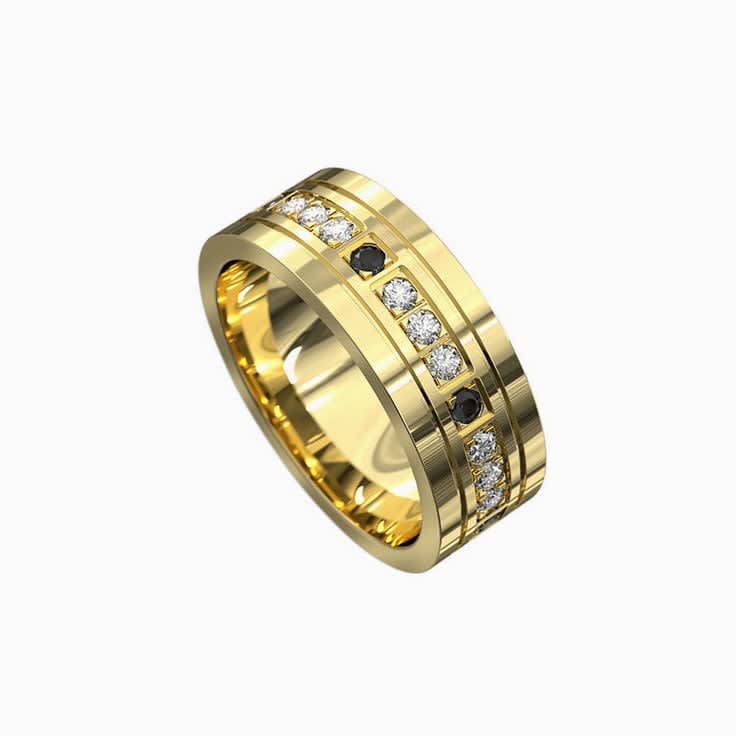 Diamond and Grooved mens ring 7050