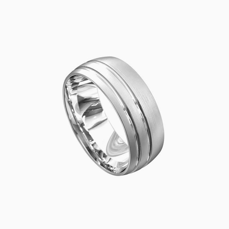 Double grooved mens ring 3060