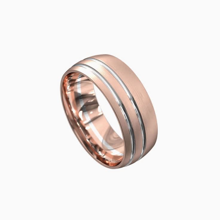 Double grooved mens ring 3060