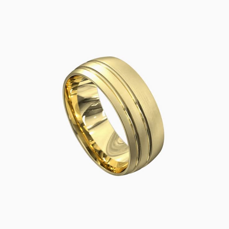 Double grooved mens ring 3060