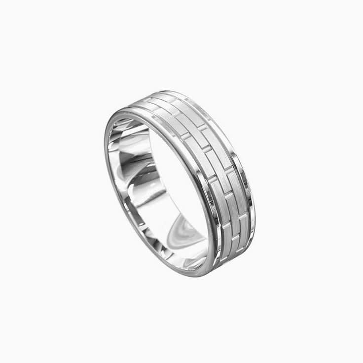 Brick Pattern Mens Ring 5086