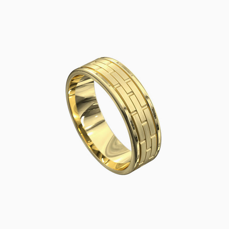 Brick Pattern Mens Ring 5086