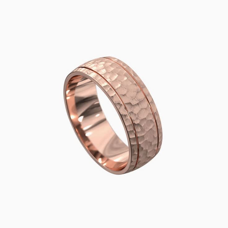 Full Hammered mens ring 6026