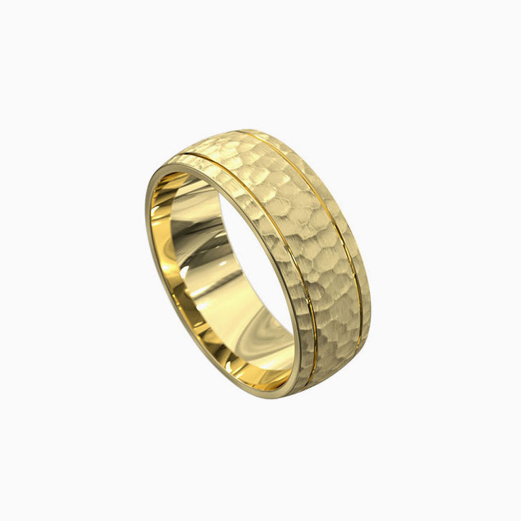 Full Hammered mens ring 6026