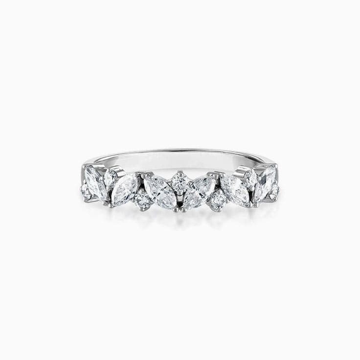 Round Halo Diamond Ladies Stackable Wedding Band Ring in 10K White Gold for Women 