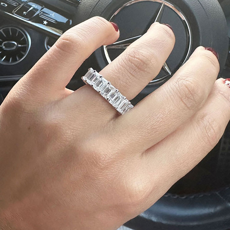 Emerald eternity ring Lab grown Diamond