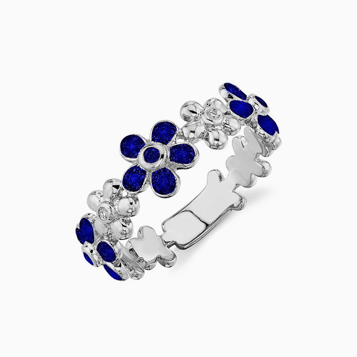 Blue sapphire floral ring