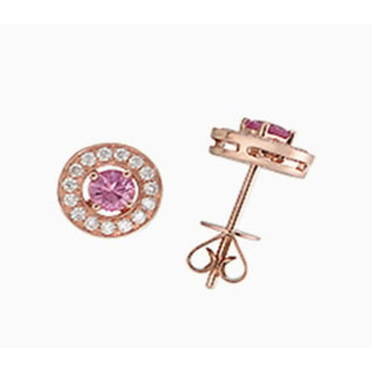 Pink Sapphire and diamond studs