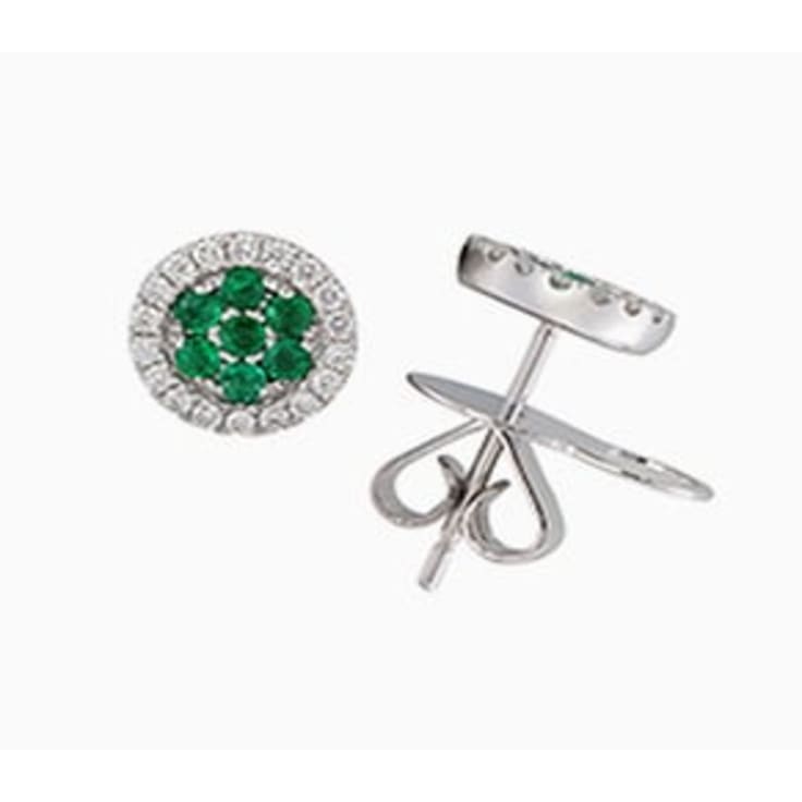 Green Emerald and Diamond stud