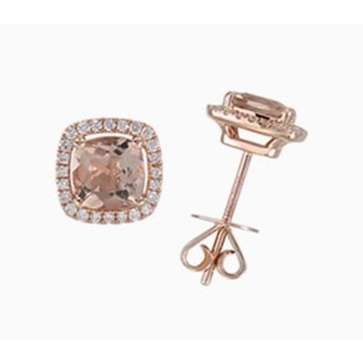 Morganite and Diamond Studs