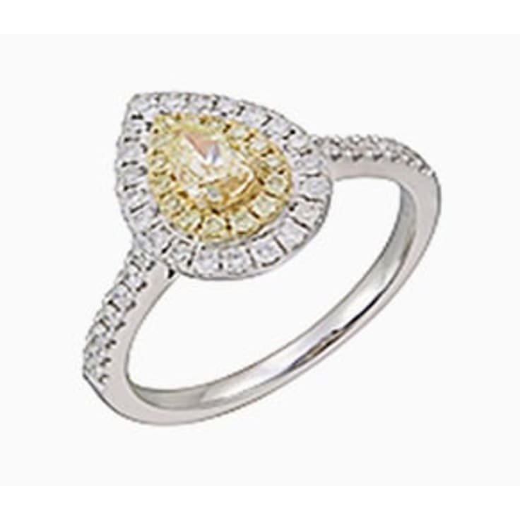 Yellow diamond double halo engagement ring