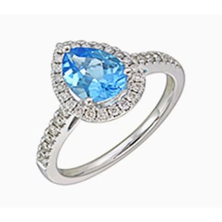 Blue topaz pear ring