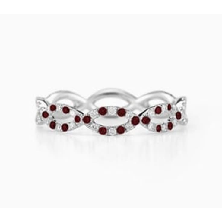 Infinity diamond and garnet ring