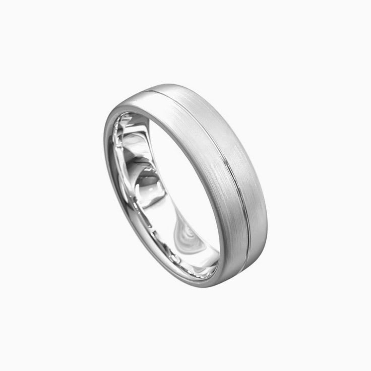 Centre Grooved Mens Wedding Band