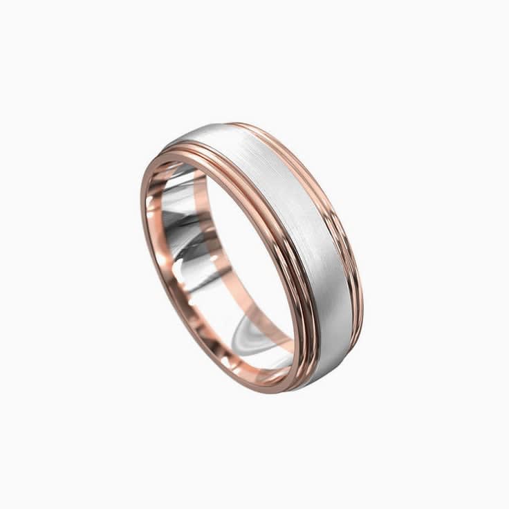 Brushed Finish Dual Tone Mens wedding Ring
