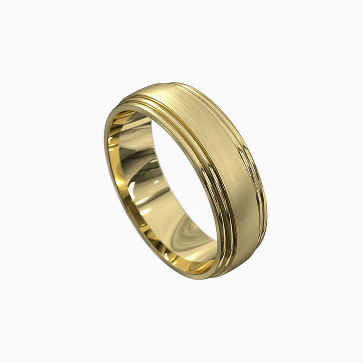 Brushed Finish Dual Tone Mens wedding Ring